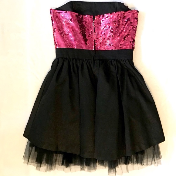 Betsey Johnson Pink Black Sequin Mini Tulle Dress - Picture 3 of 8
